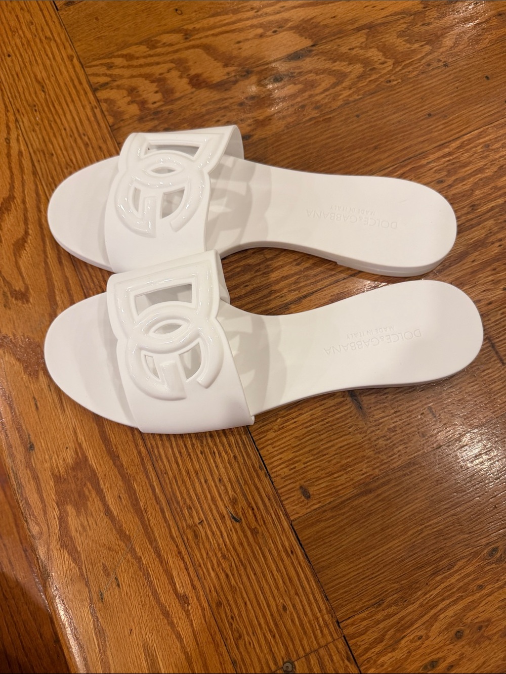 Size 39 & Gabbana White Logo Slide Sandals rubber no box - Picture 4 of 8